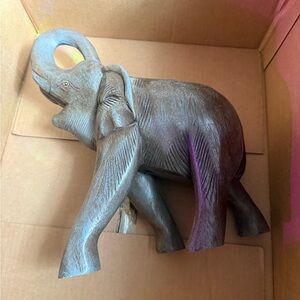Handcrafted Wooden Elephant Sculpture - Grey